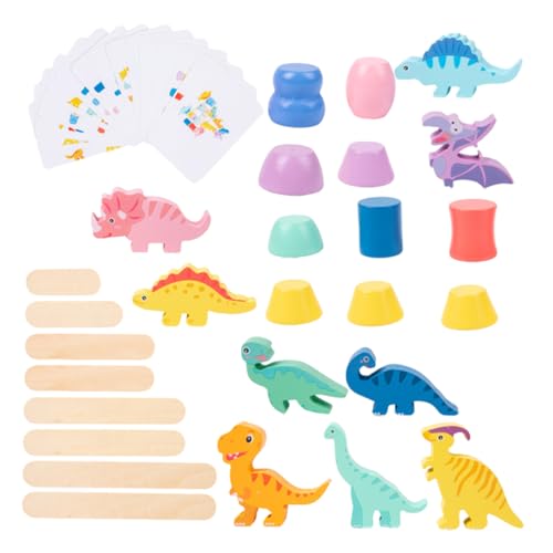 Milisten 1 Set Dinosaurier Bausteine Bausteine ​​Zum Stapeln Von Tieren Cartoon Förmige Blöcke Festivalgeschenk Aus Holz Bunt von Milisten