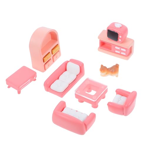 Milisten 1 Set Dollhouse Möbel Set Miniatursofa Endtisch Winzige Tv -Schrank Couch Kätzchen Wohnzimmer Zubehör Ornamente Spielzeug Für Mikro Landschaft Wohnkultur von Milisten