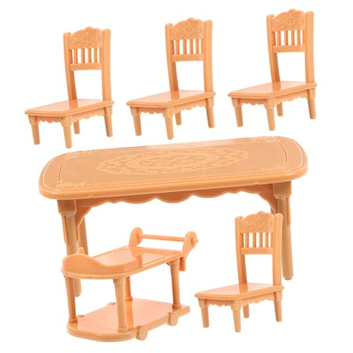 Milisten 1satz Miniatur Esszimmermöbel Set Für Teiliges Kunststoff Mit Tisch Und Stühlen Detailgetreu Und Für Spiel Und Dekoration von Milisten