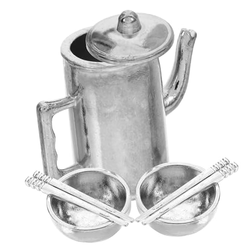 Milisten 1 Set Mini Geschirr Ornamente Puppenhauszubehör Servierutensilien Miniatur Teekessel Mini Küchenzubehör Puppenhaus Teekessel Puppenhauszubehör Eisen Silber von Milisten
