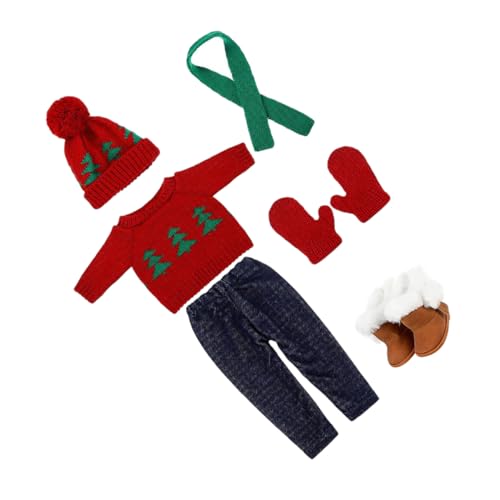 Milisten 1 Set Mini Puppen Weihnachtsanzug Schal Puppe Weihnachtskleidung Requisiten Für Weihnachten Pullover Mützen Kostüme Wiederverwendbare Puppenkostüm Party Outfits Plüsch von Milisten