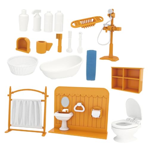 Milisten 1 Set Mini Puppenhaus Badezimmerset Modell Puppenhaus Puppenhausmöbel Kleines Miniaturmöbel Set Mini Figur Miniatur Hauszubehör Kunststoff Gelb von Milisten