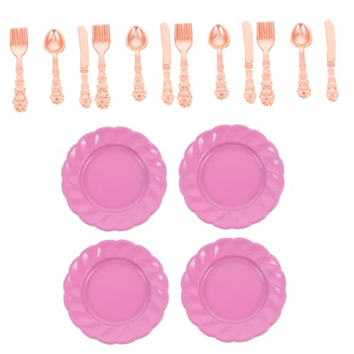 Milisten 1 Set Miniatur Besteckset Puppenhauszubehör Puppenhausgeschirr Mini Hauslöffel Miniatur Geschirrdekore Miniatur Küchenzubehör Mini Hausdekore Harz Roségold von Milisten