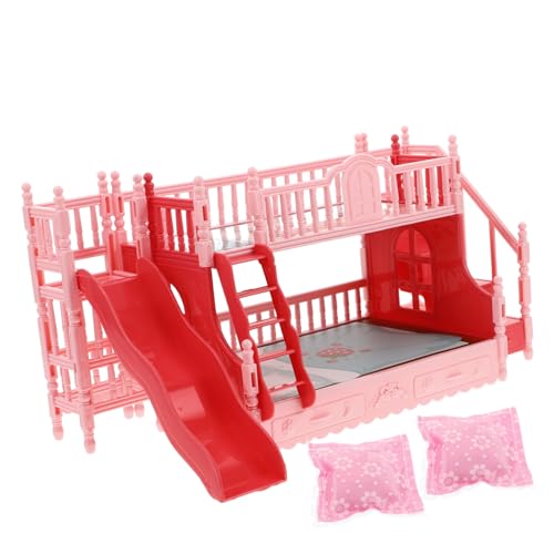 Milisten 1 Set Puppenbett Mädchen Puppenhausbett Mädchen Miniaturpuppen Puppenhauszubehör Maßstab 1 12 Puppenhausmöbel Puppenhaus Schlafzimmer Puppenhausmöbel Minibett Rosa Kunststoff von Milisten