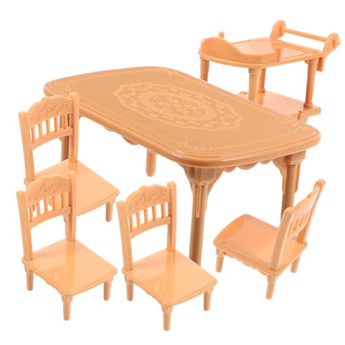 Milisten 1 Set Puppenhaustisch Und Stühle Puppenhausmöbel Puppenhaus Esszimmerstuhl Puppenhaus Kleiner Tisch Puppenzubehör Mini Hausmöbel Mini Küchenmöbel Kunststoff von Milisten
