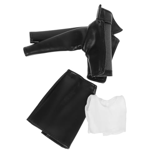 Milisten 1 Set Puppenkleidung Puppenanziehkleidung Puppen Make Up Accessoires Puppenrock Und Shirt Puppenbekleidung Accessoires Puppenzubehör Kunstleder Schwarz von Milisten