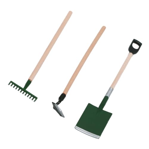 Milisten 1 Set Puppenrechenmodelle Puppenhauszubehör Werkzeuge Tiny House Zubehör Mini Hausschaufel Modell Gartenspaten Hacke Mini Zubehör Puppenhausbedarf Mikro Gartendekore Holz Grün von Milisten