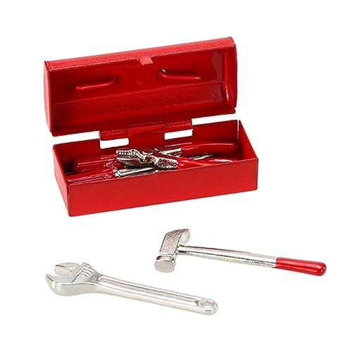 Milisten 1 Set Simulations Werkzeugkasten Miniatur Sachen Miniatur Accessoires Mini Zubehör Miniatur Werkzeuge Mini Rote Legierung von Milisten