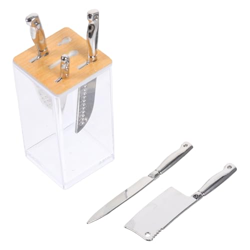Milisten 1 Set Transparentes Messerset Rollenmodelle Puppenhaus Küchenutensilien Mini Küchenzubehör Mini Küchengeschirr Mini Cutter Modell Miniatur Requisite Oranges Holz von Milisten