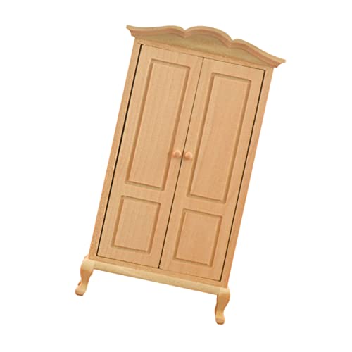Milisten 1 Stück Kleider Schrank Modell Mini-Szenenmöbel Kleiderschrank für Puppen holzspielzeug holzspielsachen Mini-Möbelmodell Mini- -Kleiderschrank aus Holz hölzern von Milisten