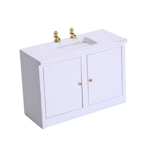 Milisten 1 Stück Modell des Waschbeckens kindergeschenke adventsgeschenke Kinderzimmer Dekoration badezimmerdeko spülbeckeneinlage Kleine Hausschmuck kleines Hausmodell hölzern Weiß von Milisten