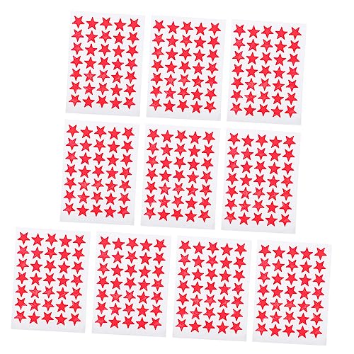 Milisten 10 Blatt Belohnungsstern Aufkleber für Selbstklebend Teilig für Erzieher und Eltern zur Motivation Sicher und Leicht zu Verwenden von Milisten
