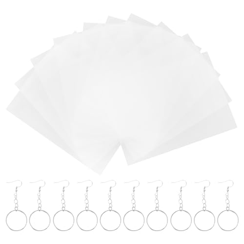 Milisten 10 Blatt Teiliges DIY Schrumpffolien Set Halbtransparent Handbemalt mit Folien Silbernen Ohrhaken und Schlüsselringen zum Basteln von Schmuck und Schlüsselanhängern von Milisten