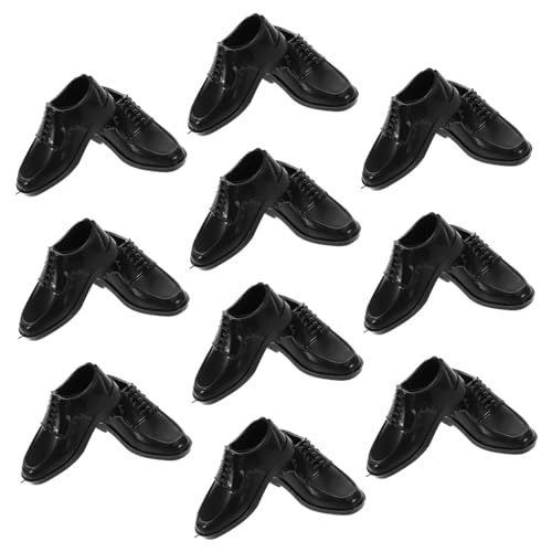 Milisten 10 Paare Miniaturschuhe für Puppen Schwarze Kunststoffschuhe für Puppenhaus Spiele Dekoration und Mikro Landschaften für Sammler und Puppenliebhaber von Milisten