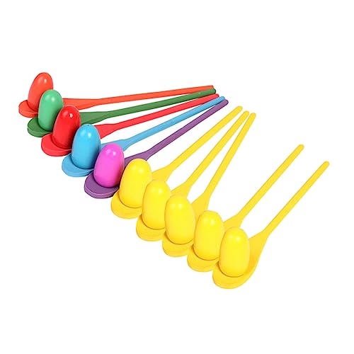 Milisten 10 Sätze Teiliges Eierlauf Spielset Holzlöffel und Ball Balancespiel für Robustes Outdoor zur Hand Augen Koordination Leicht und Tragbar für Party und Familienaktivitäten von Milisten