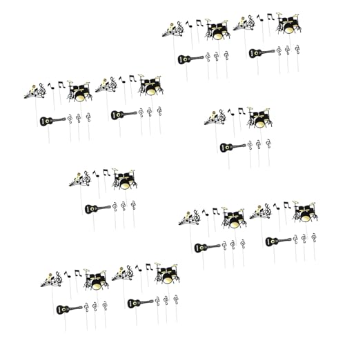 Milisten 10 Sets Cupcake Topper Für Geburtstage Mottopartys Dessert Topper Musikfans Geburtstagsdekorationen Gitarren Rockmusik Konzerte von Milisten
