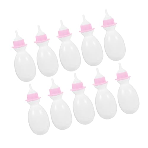 Milisten 10 Stück Babyflasche Babypuppenflaschen Miniatur-puppenflaschen Mini-milchflasche Babypuppensachen Gefälschte Futterflasche Puppenhaus Weiß Plastik von Milisten
