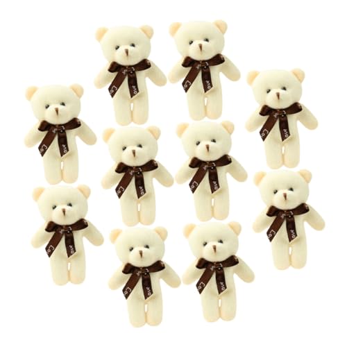 Milisten 10 Stück Bär Schlüsselanhänger Sachen Party winzig Mini kleines Bärenspielzeug kleine Bären Schlüsselanhänger mit ausgestopften Bären PP Baumwolle Beige von Milisten
