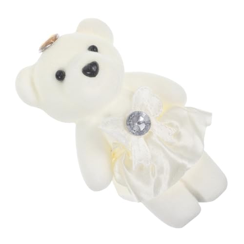 Milisten 10 Stück Blumenstrauß Dekorative Bärenpuppe Mini -stoffbären Ausgestopfte Tierverzierungen Kleiner Bär Stofftier Passende Kuscheltiere Minibär Mini-kuschelbär Schaum Weiß von Milisten