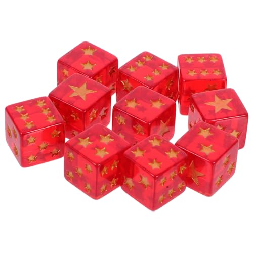 Milisten 10 Stück Fünfzackiger Sternwürfel Feuerwürfel Mini- Goldene Pin-Spiel Für Die Abschlussfeier Quadratische Große Künstlerwürfel Würfelspiele Harz Rot von Milisten