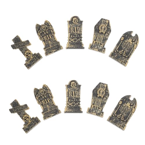 Milisten 10 Stück -Grabsteindekoration gefälscht Grabsteine Skelett Geist Halloween grabstein Halloween Costume Grabsteinornamente aus Kunststoff Friedhof Grabstein reißen Plastik von Milisten