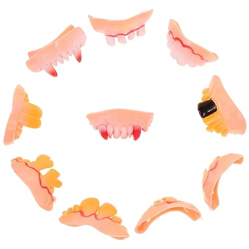 Milisten 10 Stück Halloween Fake Teeth Set Horrific Künstliche Zähne für Kostüme Vampir und Zombie Themen für Halloween Partys und Cosplay Deko von Milisten