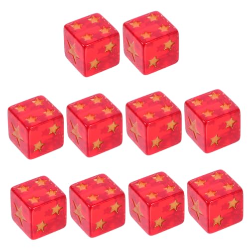 Milisten 10 Stück Harzwürfel Mit Sterndesign Für Brettspiele Und Lernspielzeug, Inklusive Durchscheinender Farben Und Standardgröße Für Party- Und Tischspiele von Milisten
