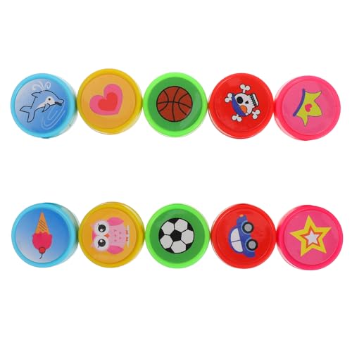 Milisten 10 Stück Kinderstempel Plastikmarken Kinderstempel Party Gefälligkeiten Runde Stempel Festival-Stempel- Scrapbook-Stempel DIY -Stempel Kinderparty Siegel PVC von Milisten