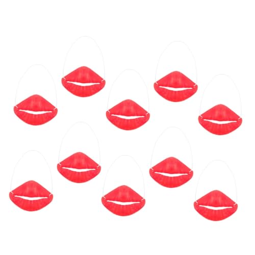 Milisten 10 Stück Kniffliges Halloween-Fake-Lippen Halloween-Gesichtsmaske Halloween Witze Requisiten Halloween-Maskerade-Requisiten Halloween-Wurstlippen Wurst Mund Emulsion rot von Milisten