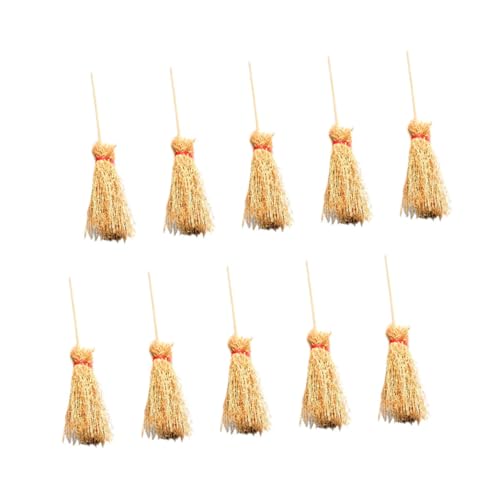 Milisten 10 Stück Mini-Besen-Modell Minature Besen Mini-Hausbesen Mini-Besen- Miniatur-Handbesen Miniatur-Bastelzubehör Besenverzierung Buche Khaki von Milisten