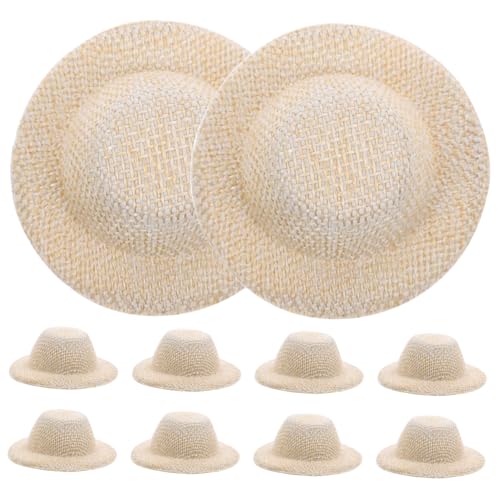 Milisten 10 Stück Mini-Strohhut klein Miniatur Kindermützen Mädchen gestrickt Mini-Strohstrickmützen bunt DIY-Hüte basteln Minihüte zum Basteln Mini-Strickmützen dekorativer DIY-Hut Flanell von Milisten