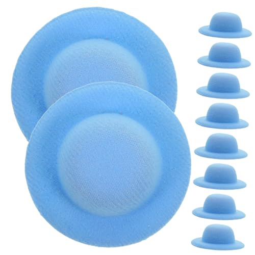 Milisten 10 Stück Mini-Strohhut klein schmücken Kind Kunsthandwerk Filz-Fedoras Stoff Mini-Zauberhut Hutpuppe Minihüte zum Basteln Miniatur-Mini-Hüte Foto-Requisite für Bastelhüte Eva Blue von Milisten