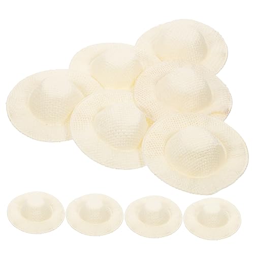 Milisten 10 Stück Mini Strohhutspielzeugzubehör Beige Kleine Strohhüte Zum Basteln Puppe Gewebte Kopfbedeckung Mädchen Gestrickt Miniatur Kleine Hüte Zum Basteln Stoff von Milisten