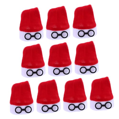 Milisten 10stücke Mini-weihnachtsmützen Aus Flanell Für Besteckhalter Süßigkeitenhüllen Weinflaschendekor Und Bastelprojekte Kleine Weihnachtsmützen Für Vielseitige Dekoration von Milisten
