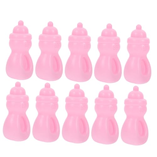 Milisten 10 Stück Mini-milchflaschen Miniatur-puppenflaschen Babys Klein Puppenzubehör Kinderspielzeug Geben Vor, Modell Zu Sein Lernspielzeug Für Rosa Plastik von Milisten