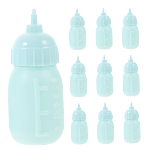 Milisten 10 Stück Mini-puppenflasche Puppenhaus Mini-saftflaschen Babypuppenflaschen Für Mädchen Miniatur-puppenflaschen Sky-Blue Plastik von Milisten
