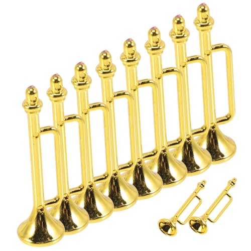 Milisten 10 Stück Musikinstrumentenmodellzubehör Miniaturen Dekorationen Miniaturmodell eines Musikinstruments Trompete Mini-Instrumente Miniatur-Musikinstrument- Plastik Golden von Milisten
