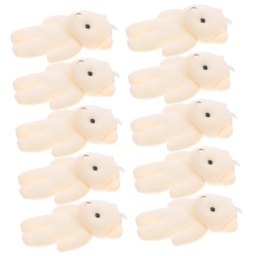 Milisten 10 Stück Pendellanzpuppe kuschelbären Little Bear Niedliches Stoffbären Bärenspielzeug Plüschbärenkopf klein Anhänger Bärenzeug Kleiner Bär Stofftier PP Baumwolle Beige von Milisten