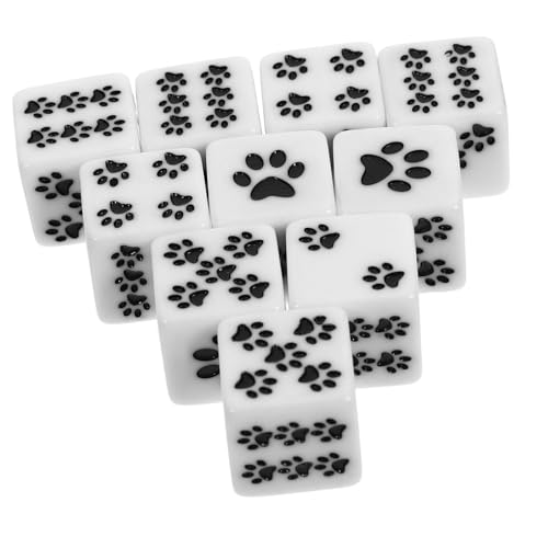 Milisten 10 Stück Punktwürfel Große Würfel Mit Zahlenwürfel Spiele Kinderwürfel Katzenpfotenwürfel Klassenzimmer Taschenwürfel Spiel Würfelspiel Token Würfel Für Spielgröße Harz Weiß von Milisten