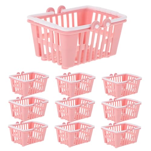 Milisten 10 Stück Puppen-Einkaufskorb -Einkaufswagen Puppenhaus Aufbewahrungskorb Kleiner Einkaufskorb Korb-Puppenhaus-Einkaufs-Requisiten Spielzeugaufbewahrung Puppenhaus Plastik von Milisten