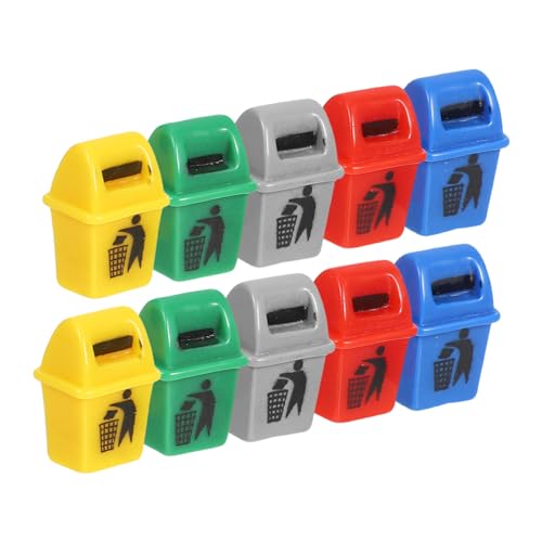 Milisten 10stücke Teiliges Mini-mülltonnen Puppenhaus Realistische Recyclingbehälter Bunten Farben Für Kreative Miniatur-szenen Und Umweltbewusstes Spielen von Milisten