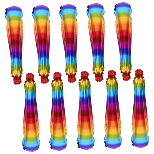Milisten 10 Stück Regenbogen-ballonstab Boom-sticks Bunte Folienballons Ballonstäbchen Aufblasbare Cheerleader-stöcke Cheerleader-zubehör Großer Ballonstab Donnerstangen Aluminiumfolie von Milisten