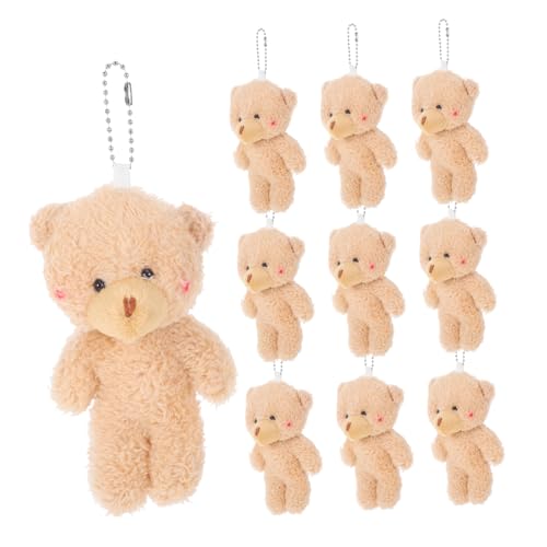 Milisten 10 Stück Teddybärenschlüsselkette Bären-plüschanhänger Bärenverzierung Mini-bärenmasse DIY Plüsch-schlüsselanhänger Mini Bären Plüschtier Kleine Bären Light Brown -Fleece von Milisten