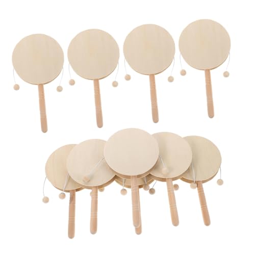 Milisten 10 Stück Teiliges Blanko Holz Rasseltrommeln aus Sicherem Holz DIY Handtrommeln für Kreative Bastelprojekte Percussion Instrumente für Vorschule und Gruppenaktivitäten von Milisten
