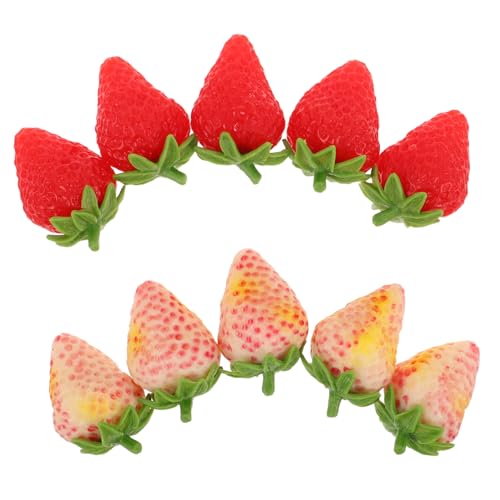 Milisten 10 Stück Teiliges Künstliche Realistische Erdbeeren in Cremigem Weiß Detailgetreu Gestaltet mit Naturgetreuer Textur Fotorequisiten für Food Styling Küchendekoration und Kreative von Milisten
