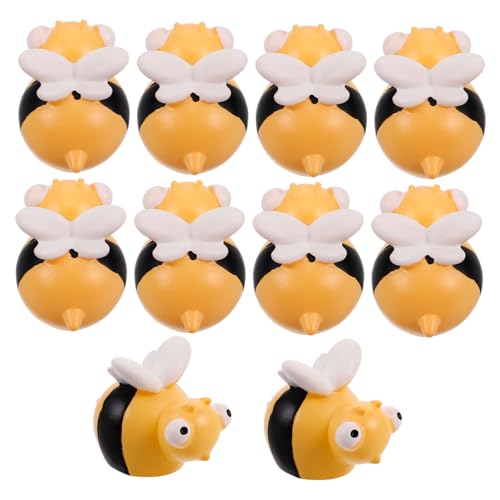 Milisten 10 Stück Teiliges Mini Harz Bienen Handgefertigte Kleine Bienenfiguren Detailreiche Miniaturdekoration für DIY Feengarten Scrapbooking Kuchen Topper und Bastelprojekte von Milisten