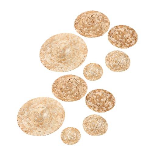 Milisten 10 Stück Teiliges Mini Strohhut Echtem Stroh Handgefertigte Cowboy Sombrero Hüte in Robust Leicht für DIY Bastelprojekte Puppen Mexikanische Fiesta Dekoration von Milisten