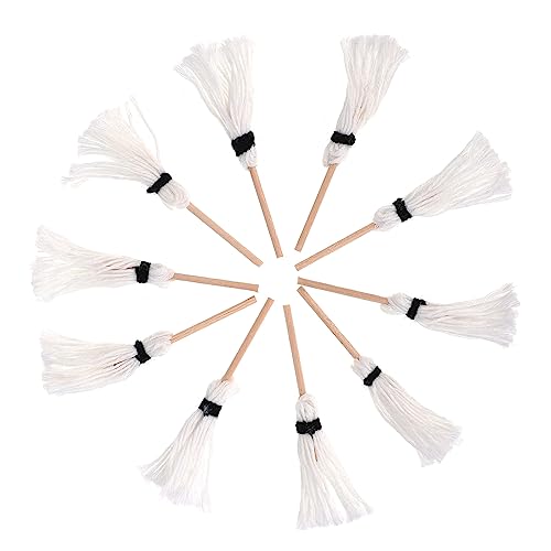 Milisten 10 Stück Teiliges Miniatur Hexenbesen Weiße Miniaturbesen Halloween Deko Detailreiche Handgefertigte Puppenhaus Deko für Fotografie und Kreative Partygestaltung von Milisten