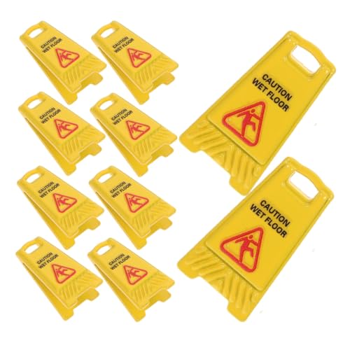 Milisten 10 Stück Teiliges Miniatur Warnschild Vorsicht Rutschgefahr Realistisch Gestaltet für Puppenhäuser und Lernspielzeug Robuste Ausführung für Kreatives Rollenspiel und von Milisten