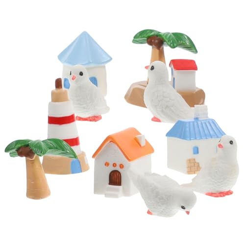 Milisten 10 Stück Teiliges Miniaturornamente für DIY Strandlandschaften Haus Leuchtturm Kokospalme Taube Vielseitige Deko für Kreative Tisch und von Milisten